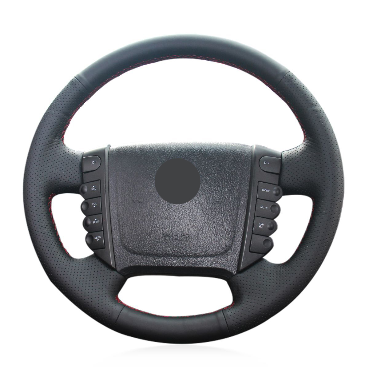 Loncky Auto Custom Fit OEM Black Genuine Leather Car Steering Wheel Cover for Ssangyong Rexton